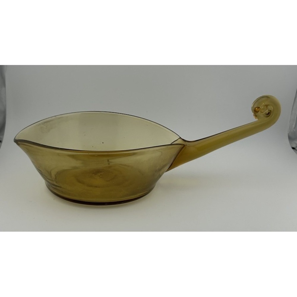 Vintage Blown Amber Glass Bowl - 10" x 5.25" x‎ 2.5"